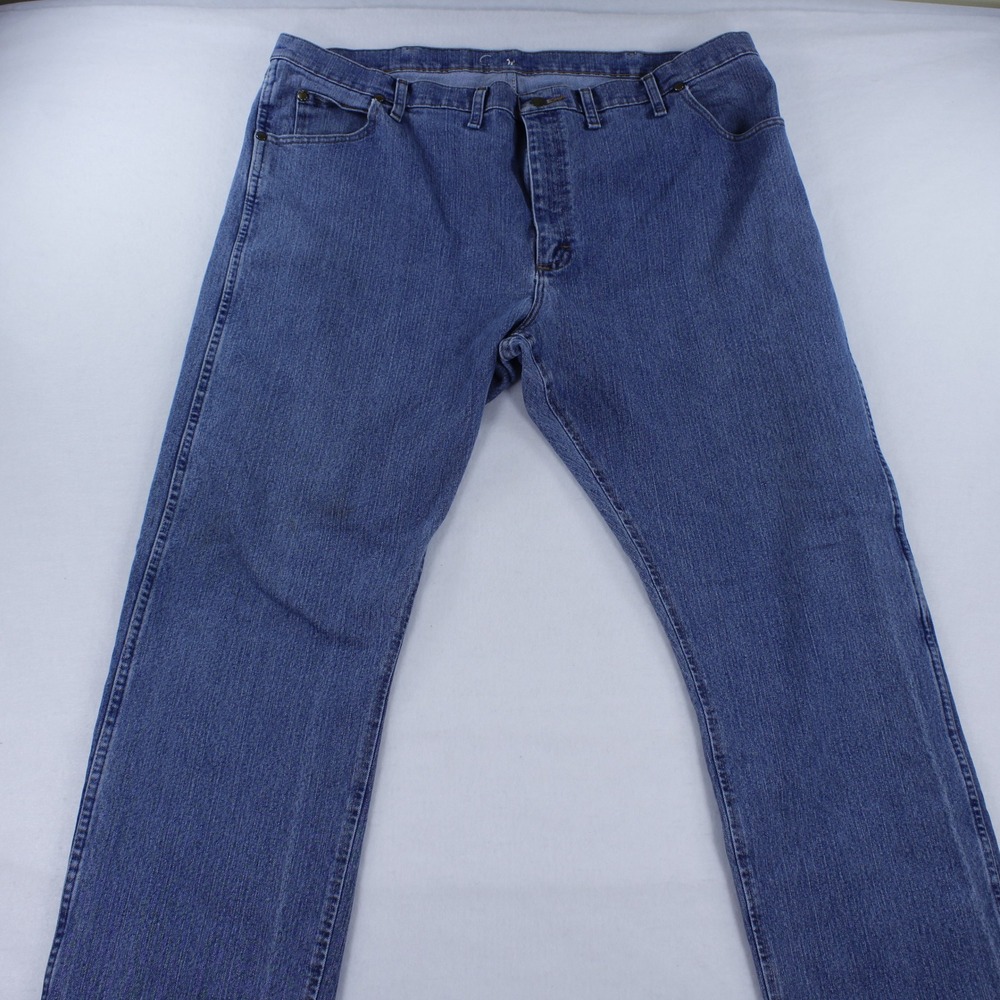 Wrangler Men's Regular Fit Blue Jeans Size 44 Medium Wash Denim Comfort Stretch